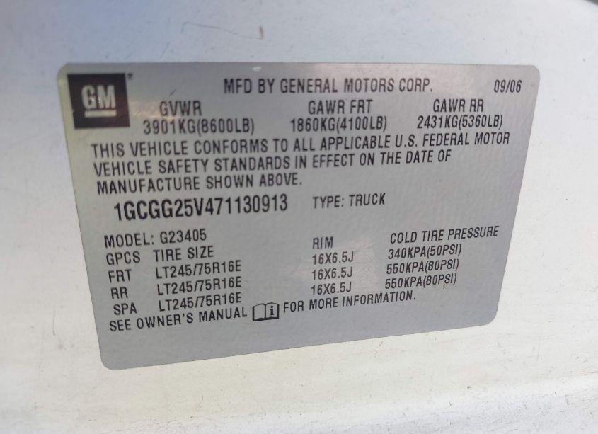 Photo 9 of 2007 Chevrolet Express WORK VAN (VIN 1GCGG25V471130913)