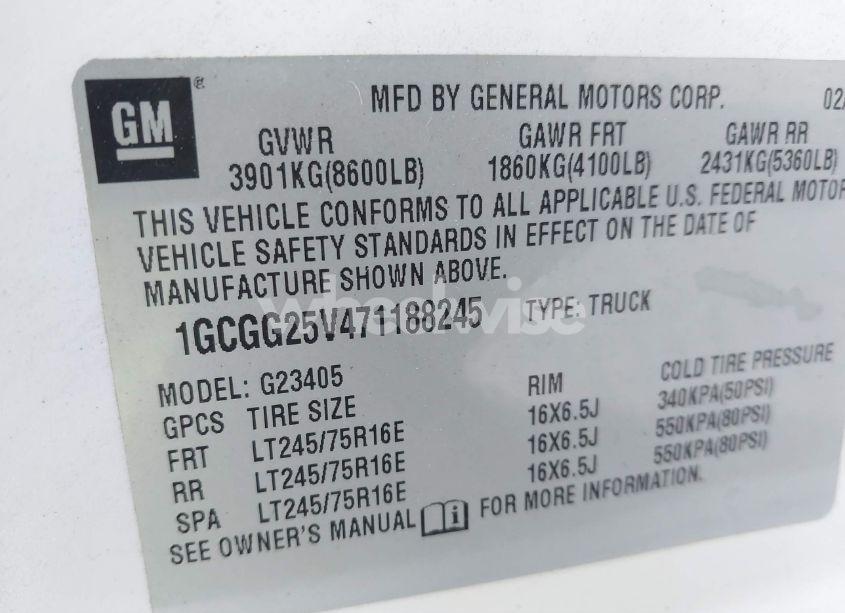 Photo 9 of 2007 Chevrolet Express WORK VAN (VIN 1GCGG25V471188245)