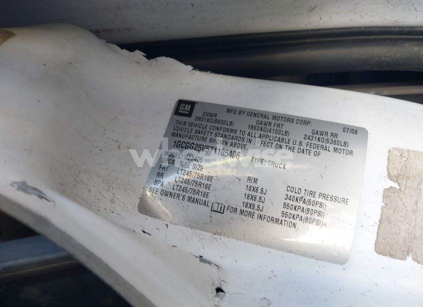 Photo 9 of 2007 Chevrolet Express WORK VAN (VIN 1GCGG25V571105406)