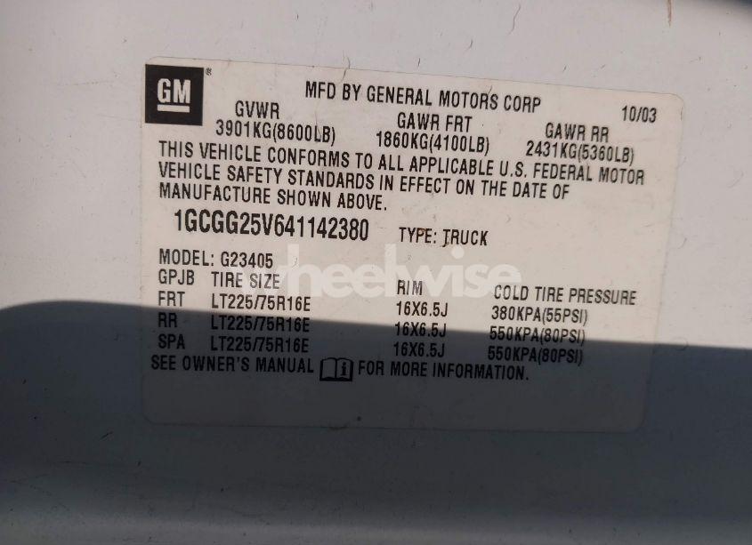 Photo 9 of 2004 Chevrolet Express (VIN 1GCGG25V641142380)