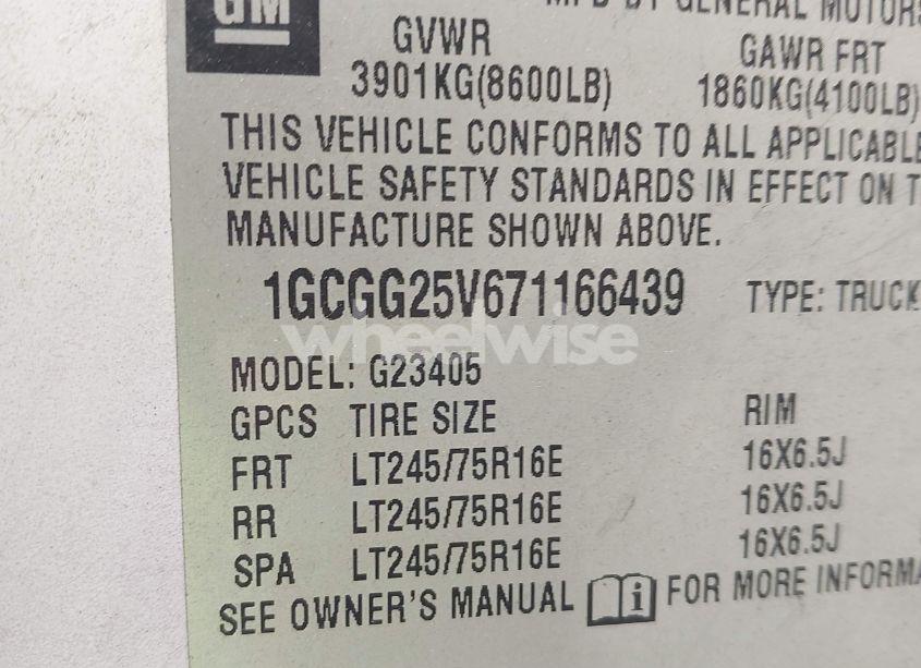 Photo 9 of 2007 Chevrolet Express WORK VAN (VIN 1GCGG25V671166439)