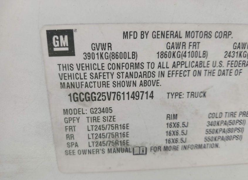 Photo 9 of 2006 Chevrolet Express WORK VAN (VIN 1GCGG25V761149714)