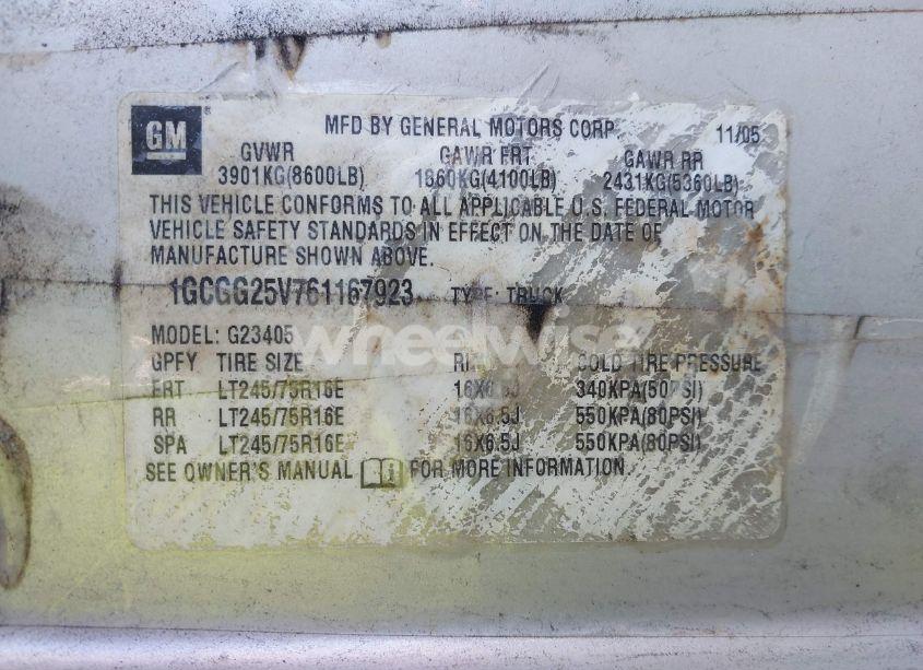 Photo 9 of 2006 Chevrolet Express WORK VAN (VIN 1GCGG25V761167923)