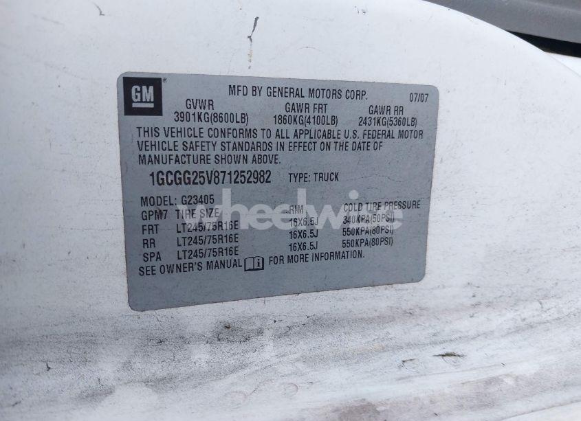 Photo 9 of 2007 Chevrolet Express WORK VAN (VIN 1GCGG25V871252982)