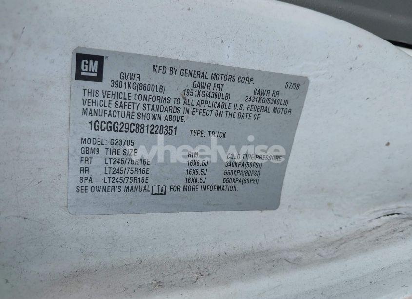 Photo 9 of 2008 Chevrolet Express WORK VAN (VIN 1GCGG29C881220351)