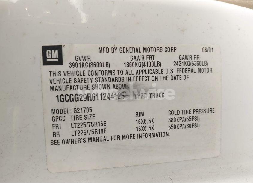 Photo 9 of 2001 Chevrolet Express (VIN 1GCGG29R611244125)