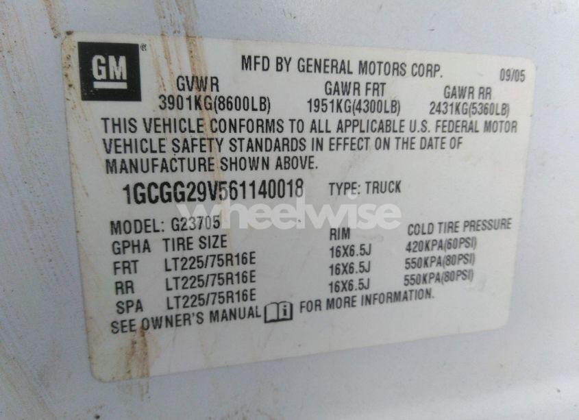 Photo 9 of 2006 Chevrolet Express WORK VAN (VIN 1GCGG29V561140018)