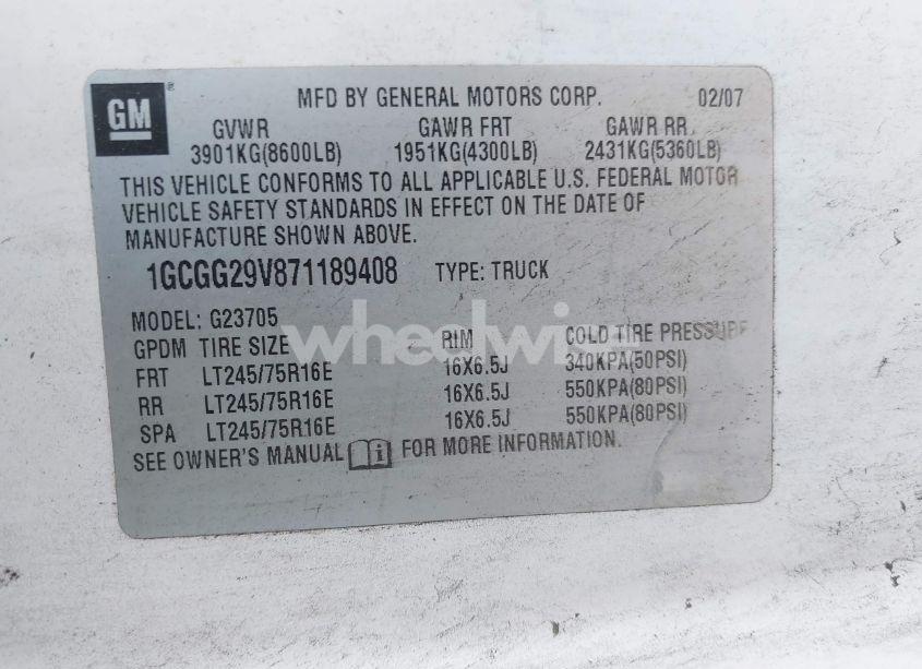 Photo 9 of 2007 Chevrolet Express WORK VAN (VIN 1GCGG29V871189408)