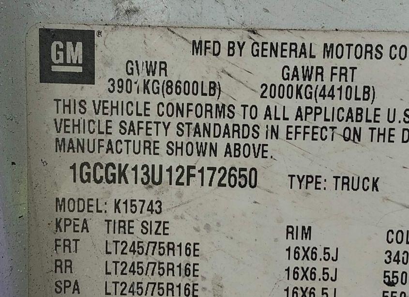 Photo 9 of 2002 Chevrolet Silverado 1500HD LS (VIN 1GCGK13U12F172650)