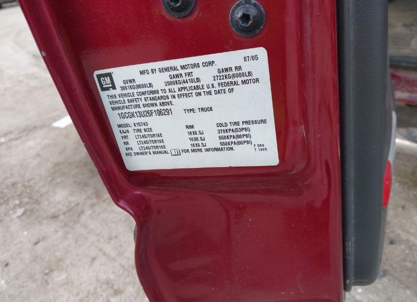 Photo 9 of 2006 Chevrolet Silverado 1500HD LT2 (VIN 1GCGK13U26F106291)