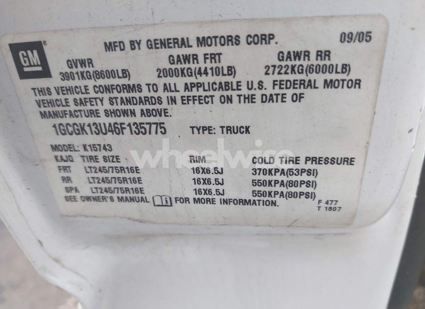 Photo 9 of 2006 Chevrolet Silverado 1500HD LT1 (VIN 1GCGK13U46F135775)