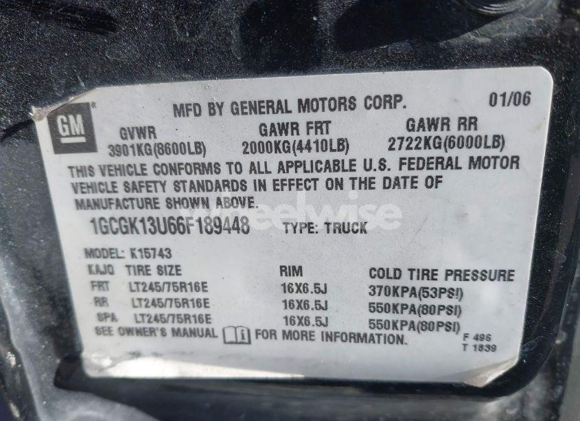 Photo 9 of 2006 Chevrolet Silverado 1500HD LT1 (VIN 1GCGK13U66F189448)