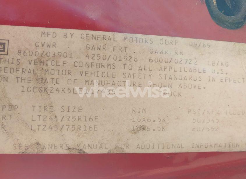 Photo 9 of 1990 Chevrolet Gmt-400 K2500 (VIN 1GCGK24K5LE117435)