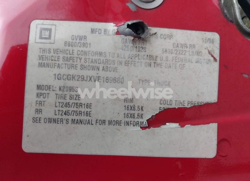 Photo 9 of 1997 Chevrolet K2500 HD FLEETSIDE (VIN 1GCGK29JXVE169680)