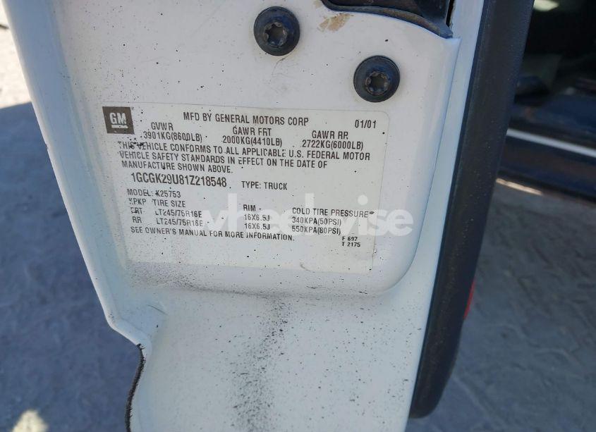 Photo 9 of 2001 Chevrolet Silverado 2500 LS (VIN 1GCGK29U81Z218548)