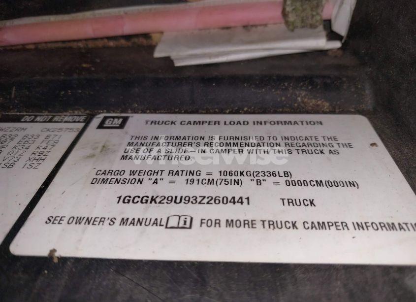 Photo 9 of 2003 Chevrolet Silverado 2500 LS (VIN 1GCGK29U93Z260441)