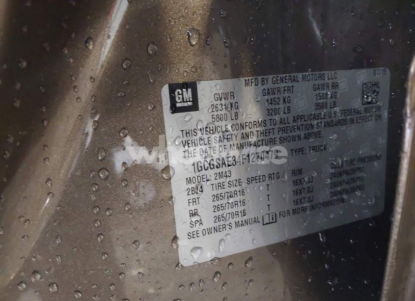 Photo 9 of 2015 Chevrolet Colorado WT (VIN 1GCGSAE34F1270479)