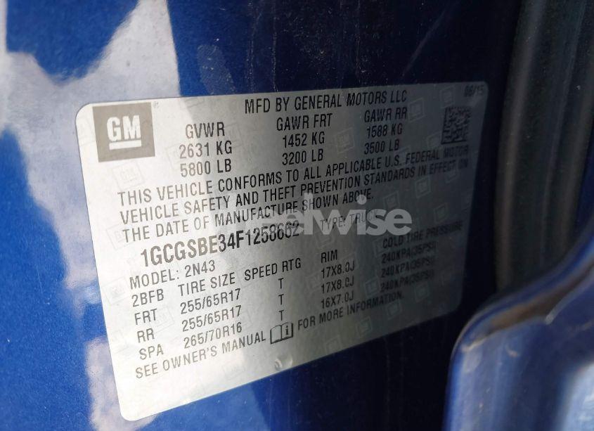 Photo 9 of 2015 Chevrolet Colorado LT (VIN 1GCGSBE34F1258662)