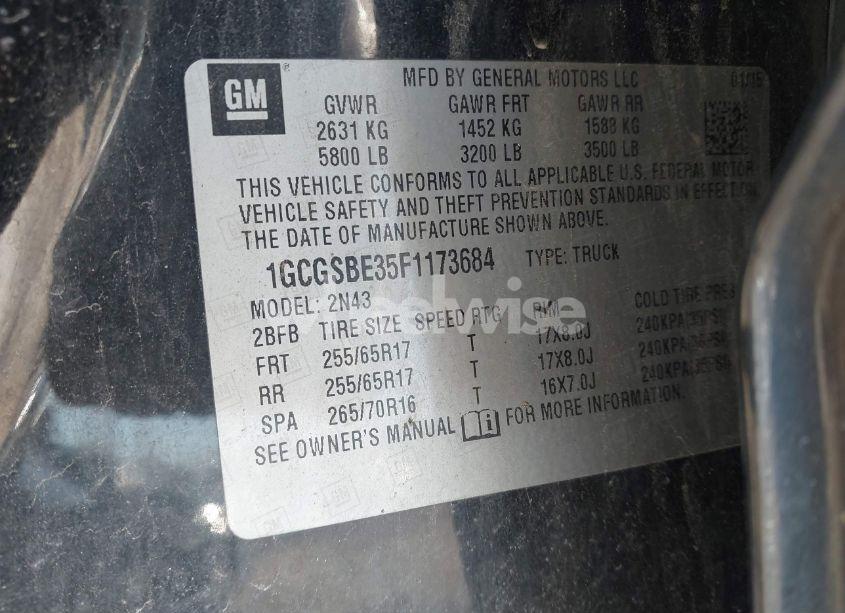 Photo 9 of 2015 Chevrolet Colorado LT (VIN 1GCGSBE35F1173684)