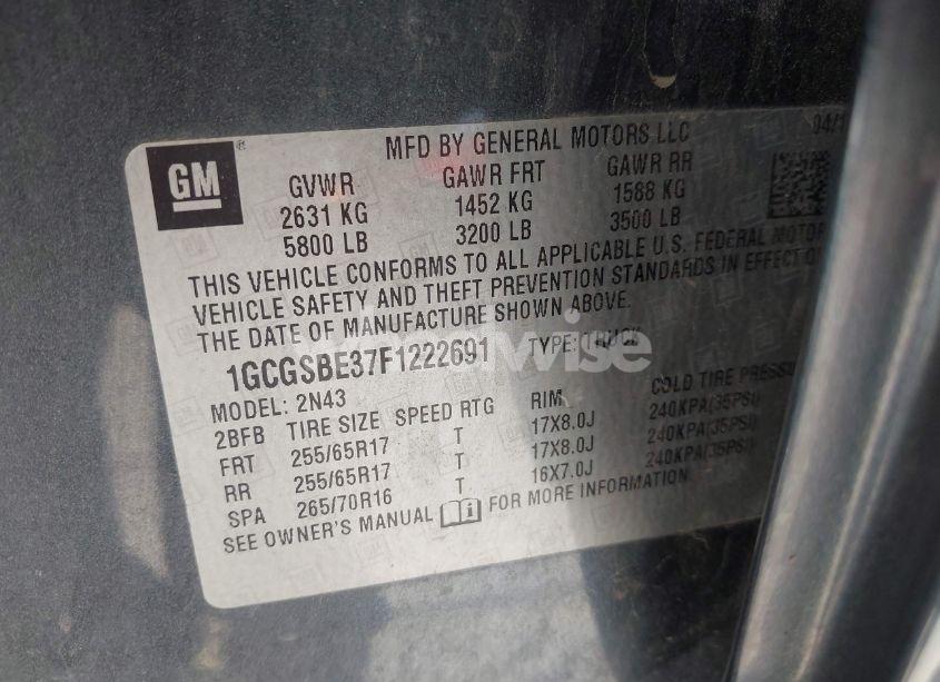 Photo 9 of 2015 Chevrolet Colorado LT (VIN 1GCGSBE37F1222691)