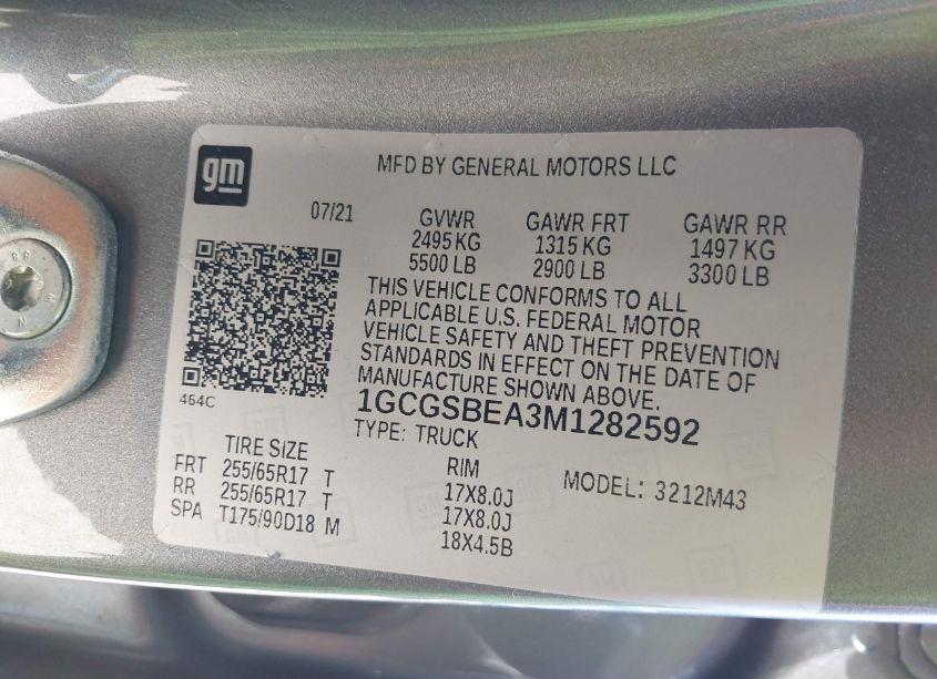 Photo 9 of 2021 Chevrolet Colorado (VIN 1GCGSBEA3M1282592)