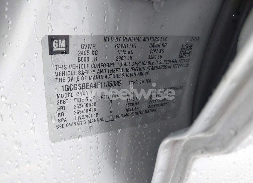 Photo 9 of 2015 Chevrolet Colorado LT (VIN 1GCGSBEA4F1135085)