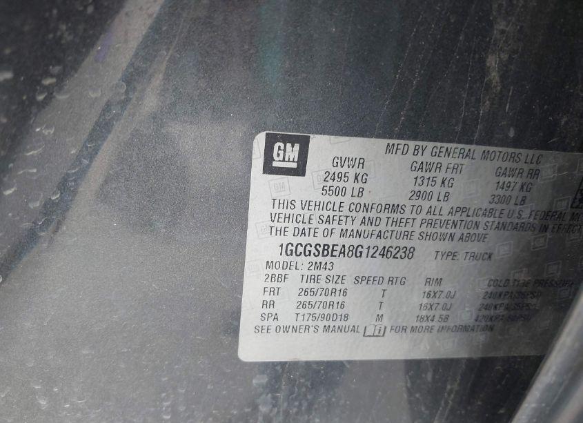 Photo 9 of 2016 Chevrolet Colorado WT (VIN 1GCGSBEA8G1246238)