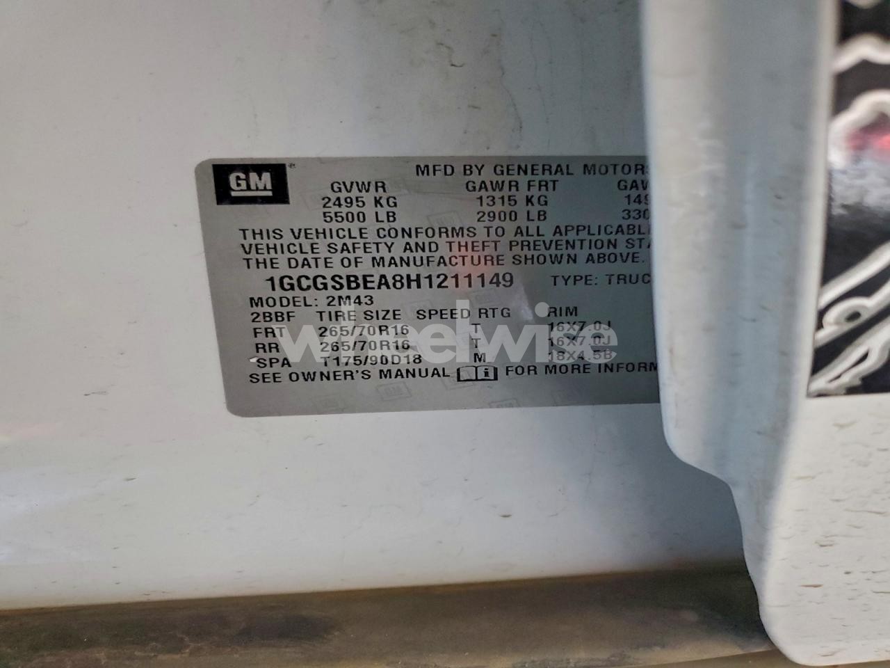 Photo 12 of 2017 CHEVROLET COLORADO (VIN 1GCGSBEA8H1211149)