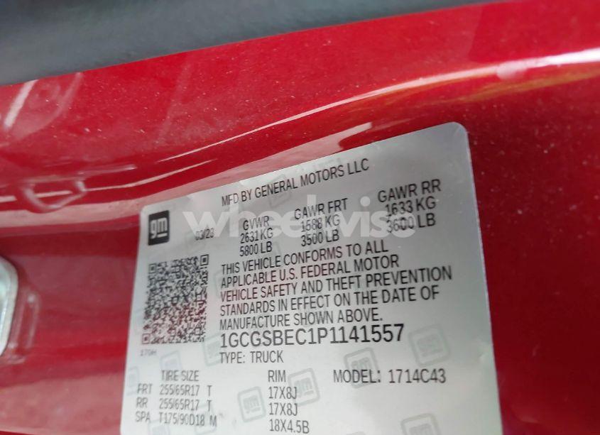 Photo 9 of 2023 Chevrolet Colorado 2WD SHORT BOX WT (VIN 1GCGSBEC1P1141557)