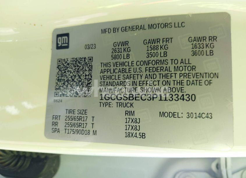 Photo 9 of 2023 Chevrolet Colorado 2WD SHORT BOX WT (VIN 1GCGSBEC3P1133430)