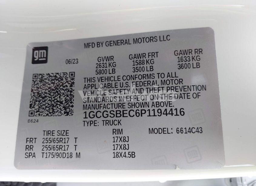 Photo 9 of 2023 Chevrolet Colorado 2WD SHORT BOX WT (VIN 1GCGSBEC6P1194416)