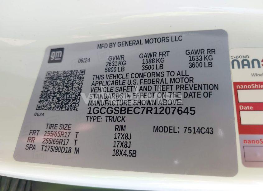 Photo 9 of 2024 Chevrolet Colorado 2WD WT (VIN 1GCGSBEC7R1207645)