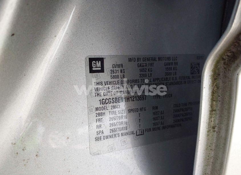 Photo 9 of 2017 Chevrolet Colorado WT (VIN 1GCGSBEN1H1213697)