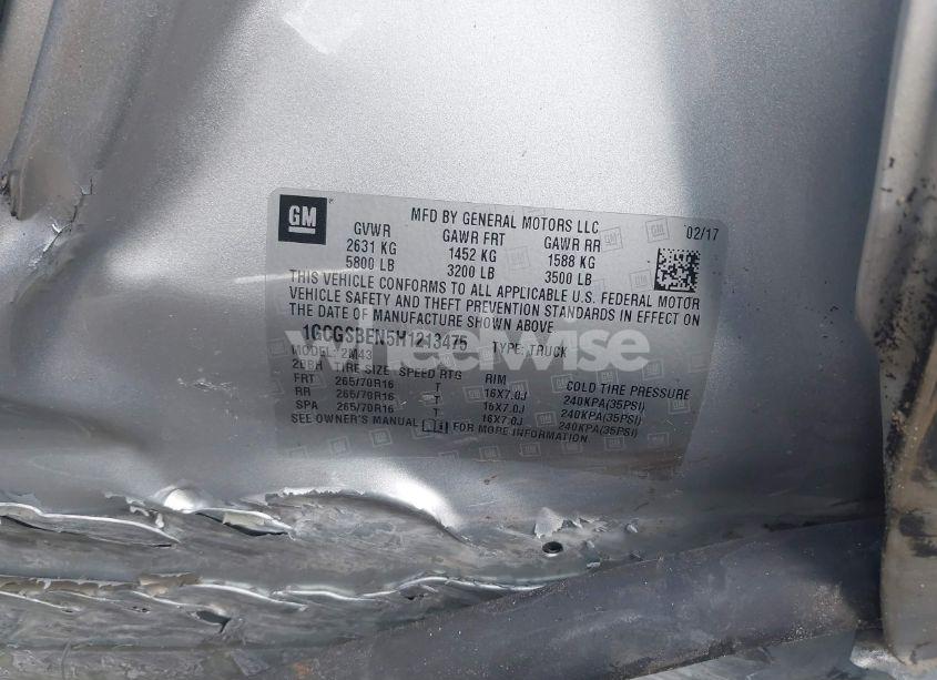 Photo 9 of 2017 Chevrolet Colorado WT (VIN 1GCGSBEN5H1213475)