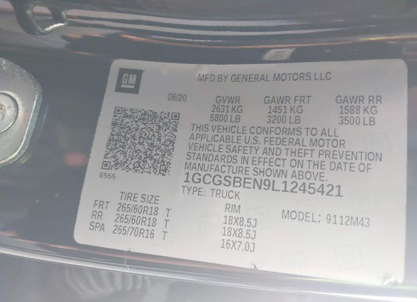 Photo 9 of 2020 Chevrolet Colorado N/A (VIN 1GCGSBEN9L1245421)