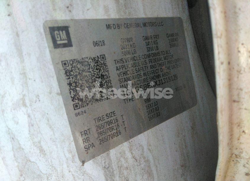 Photo 9 of 2018 Chevrolet Colorado WT (VIN 1GCGSBENXJ1318129)