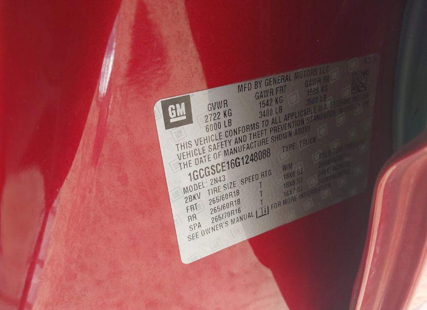 Photo 9 of 2016 Chevrolet Colorado LT (VIN 1GCGSCE16G1248088)