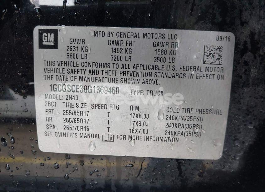 Photo 9 of 2016 Chevrolet Colorado LT (VIN 1GCGSCE30G1369460)