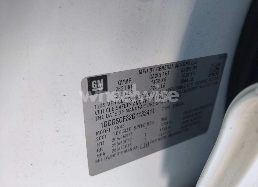 Photo 9 of 2016 Chevrolet Colorado LT (VIN 1GCGSCE32G1133411)