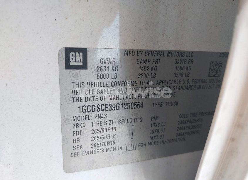 Photo 9 of 2016 Chevrolet Colorado LT (VIN 1GCGSCE39G1250564)