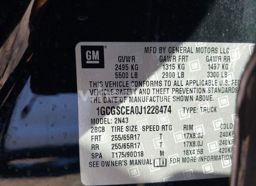 Photo 9 of 2018 Chevrolet Colorado LT (VIN 1GCGSCEA0J1228474)