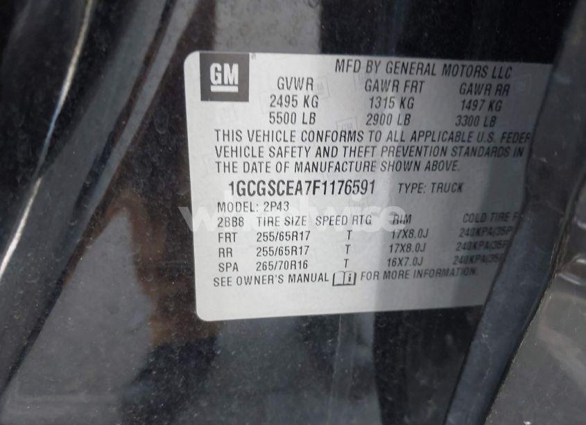 Photo 9 of 2015 Chevrolet Colorado Z71 (VIN 1GCGSCEA7F1176591)