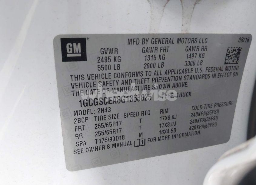 Photo 9 of 2016 Chevrolet Colorado LT (VIN 1GCGSCEA8G1363825)