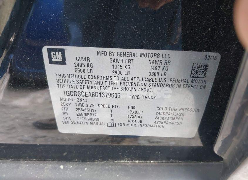 Photo 9 of 2016 Chevrolet Colorado LT (VIN 1GCGSCEA8G1379605)