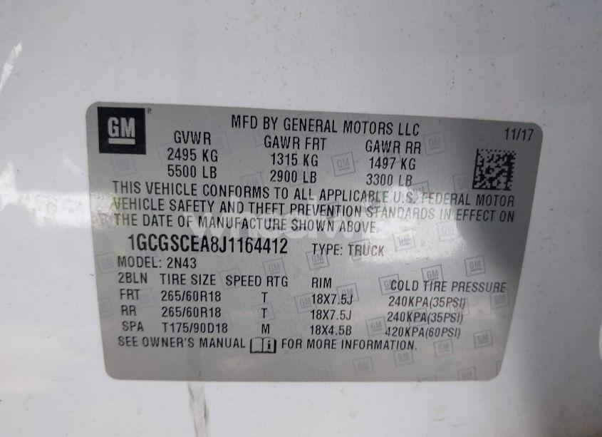 Photo 9 of 2018 Chevrolet Colorado LT (VIN 1GCGSCEA8J1164412)