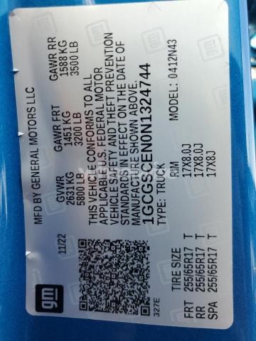 Photo 3 of 2022 CHEVROLET COLORADO LT (VIN 1GCGSCEN0N1324744)