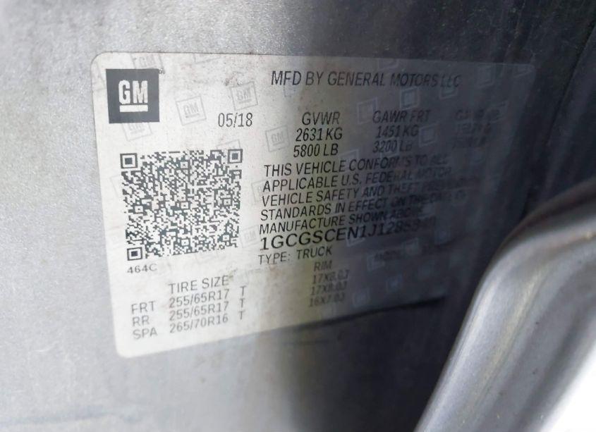 Photo 9 of 2018 Chevrolet Colorado LT (VIN 1GCGSCEN1J1285849)