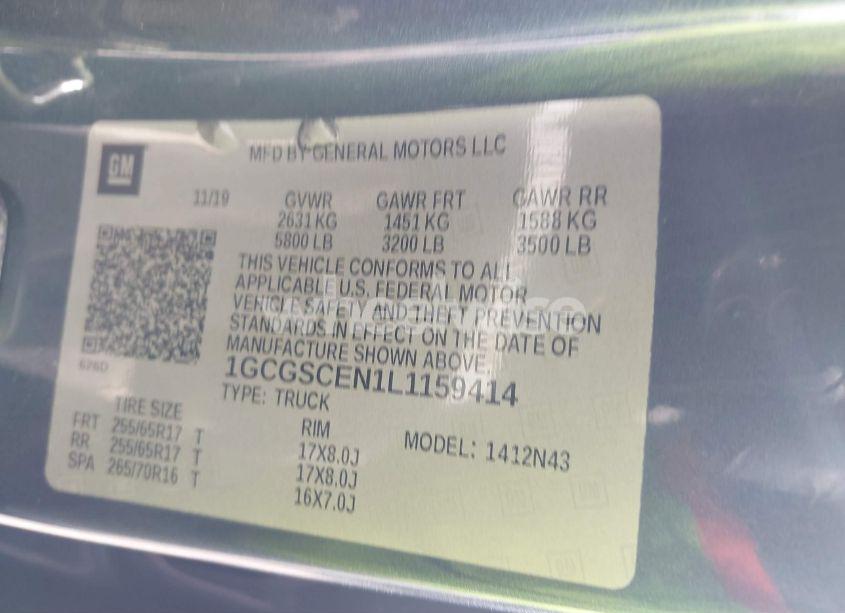 Photo 9 of 2020 Chevrolet Colorado 2WD SHORT BOX LT (VIN 1GCGSCEN1L1159414)