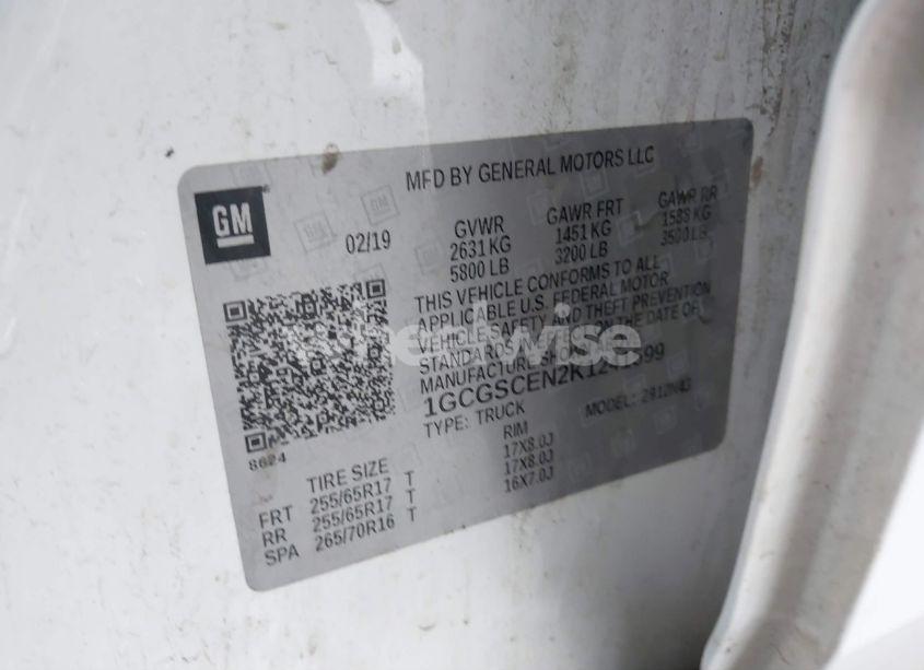 Photo 9 of 2019 Chevrolet Colorado LT (VIN 1GCGSCEN2K1241599)