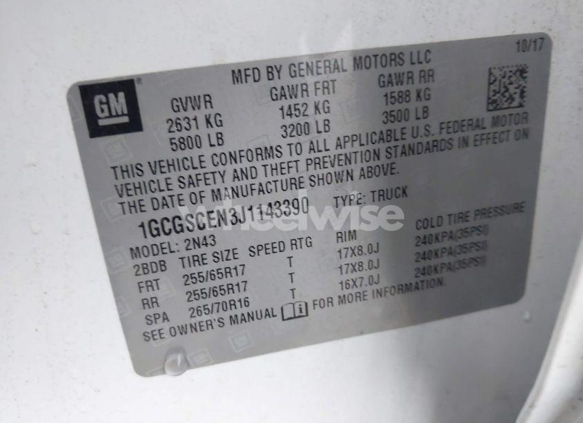 Photo 9 of 2018 Chevrolet Colorado LT (VIN 1GCGSCEN3J1143390)